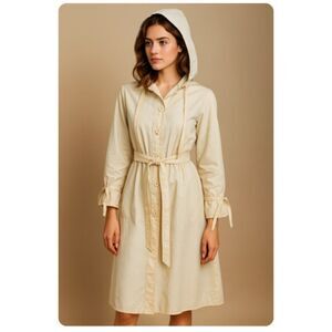 Weatherbee Rain Coat Vintage Full Length Hoodie Coat Water Repellent Womens Sz L